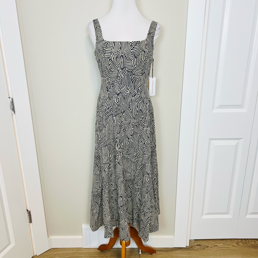 Christian Lacroix Geometric Pattern Maxi Linen Dress